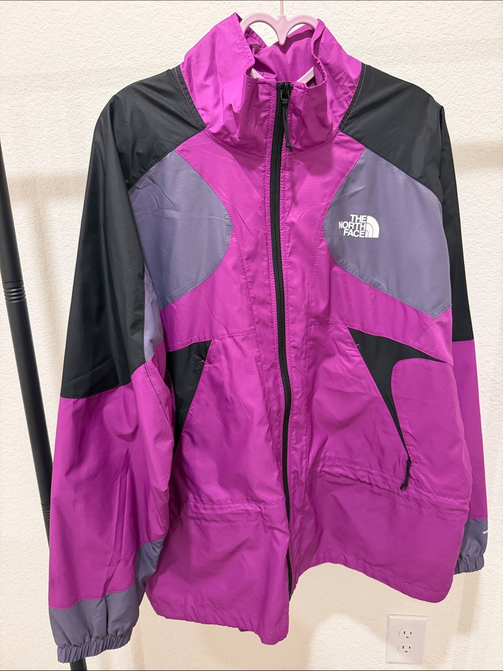 The North Face Women's Magenta and Gray Colorblock Lightweight Utility Jacket